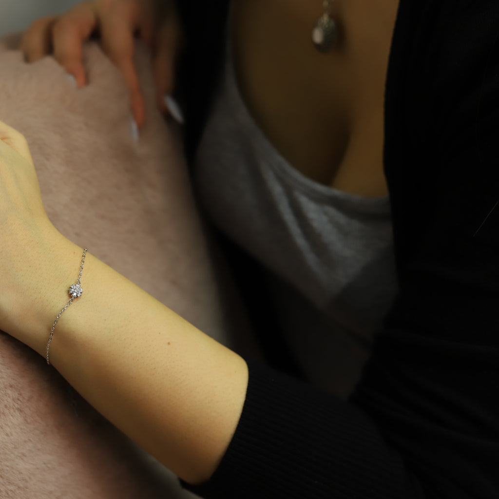 925 Sterling Silver Chain Flower Adjustable Friendship Bracelet