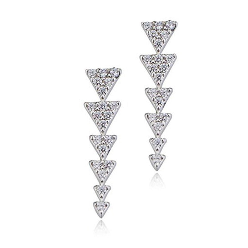 CZ set Triangle Sterling Silver Climber Earrings