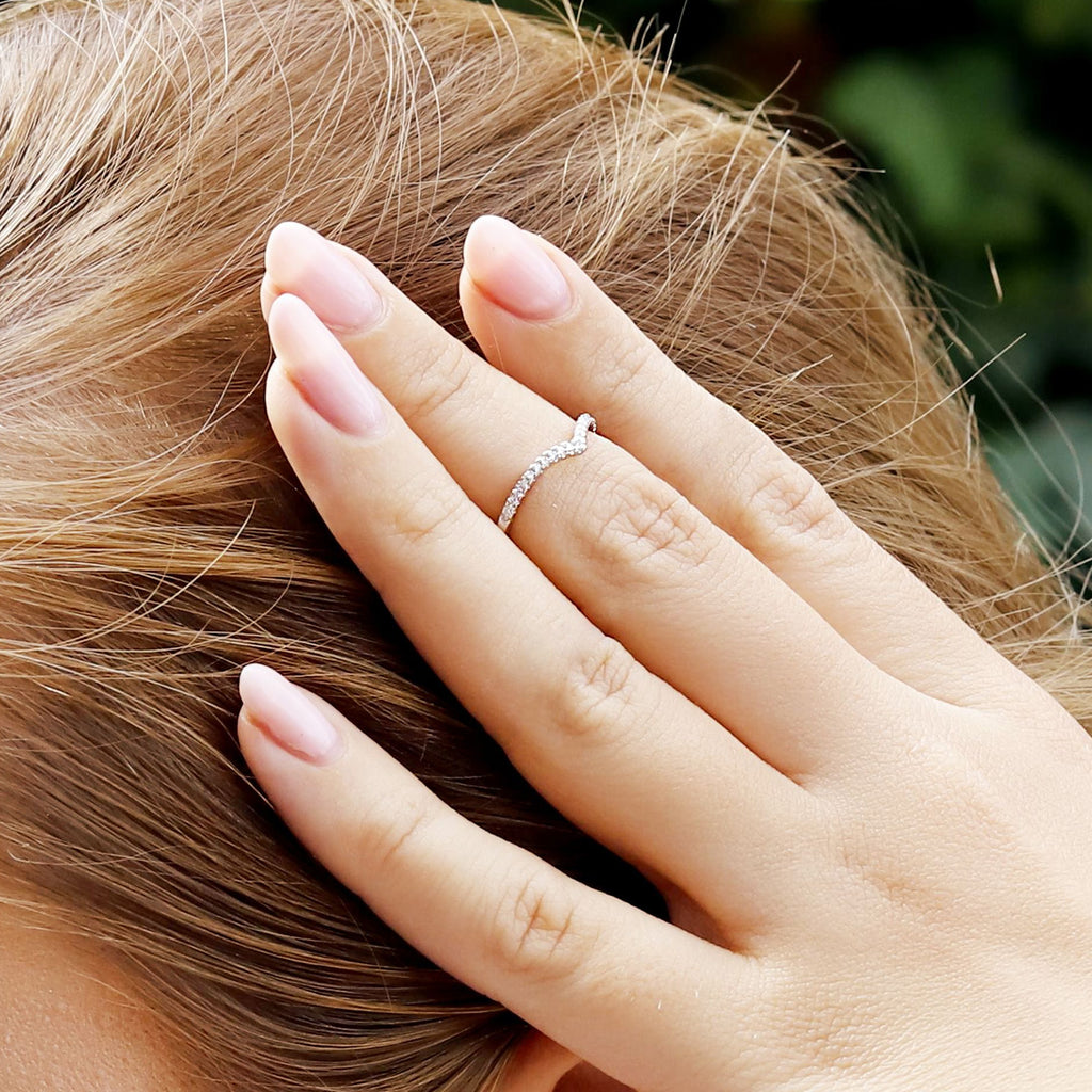 925 Sterling Silver Clawset Eternity Wave Band