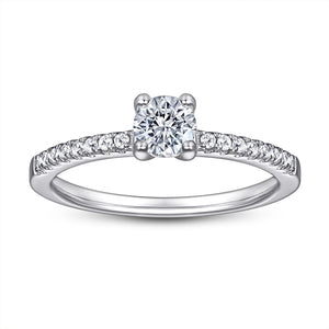 925 Sterling Silver Round Engagement Ring With Accent