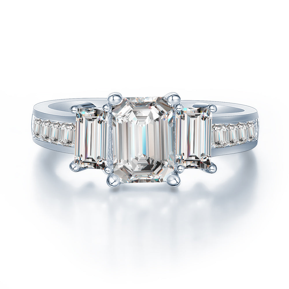 Sterling Silver 2.00ct Simulated Diamond Trilogy Engagement Ring size K to S