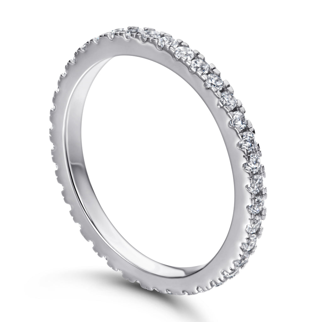 Sterling Silver Ring Full Eternity Ring Claw set Eternity Band Dainty Staking Ring