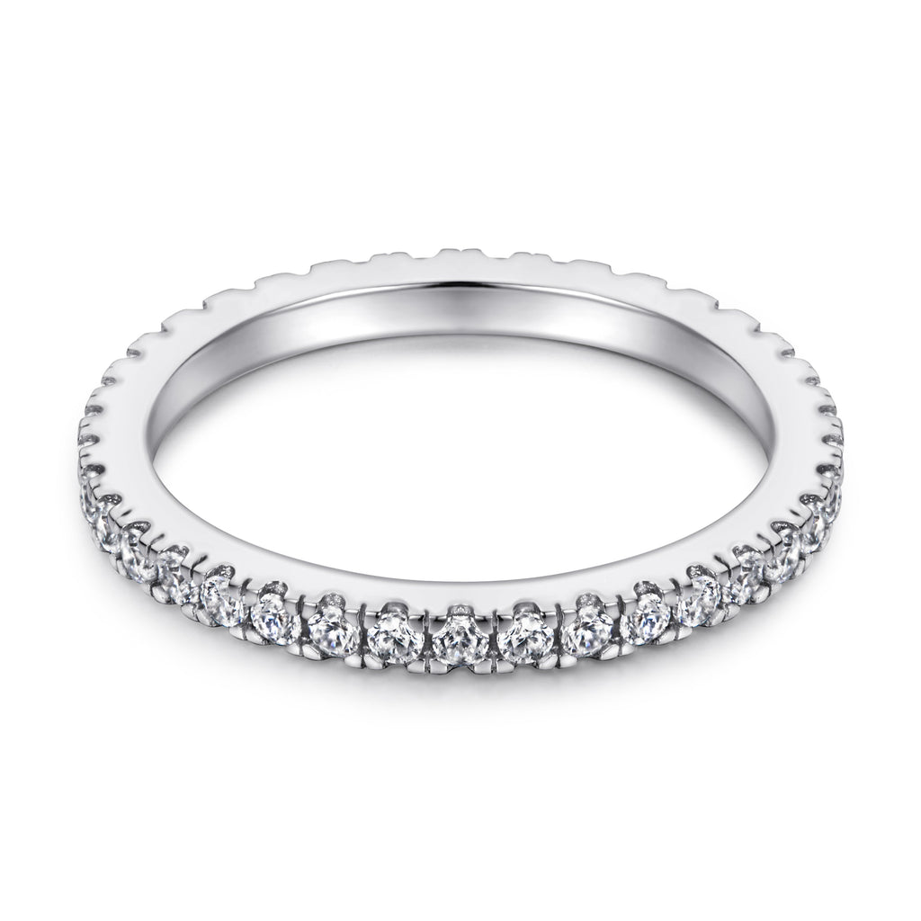 Sterling Silver Ring Full Eternity Ring Claw set Eternity Band Dainty Staking Ring