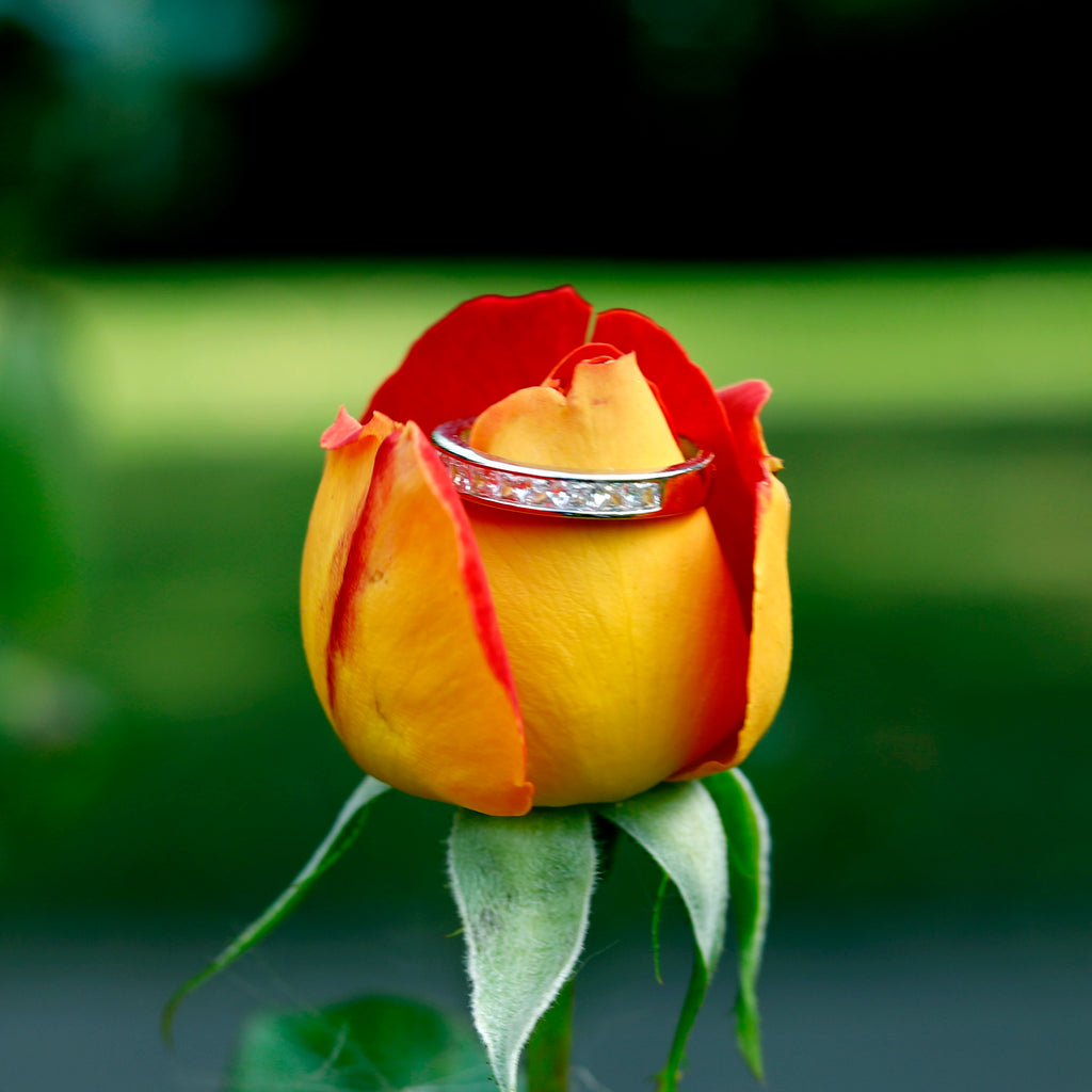 925 Sterling Silver Simulated Diamond Set Half Eternity Band Ring size J-U