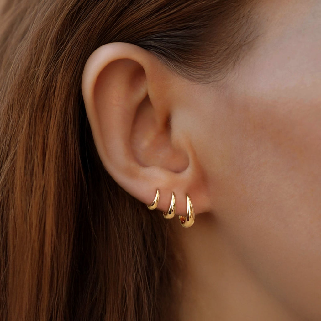 Gold Plated Sterling Silver Hoop Earrings Chunky Huggie Hoop Earrings