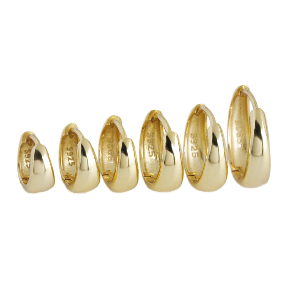 Gold Plated Sterling Silver Hoop Earrings Chunky Huggie Hoop Earrings