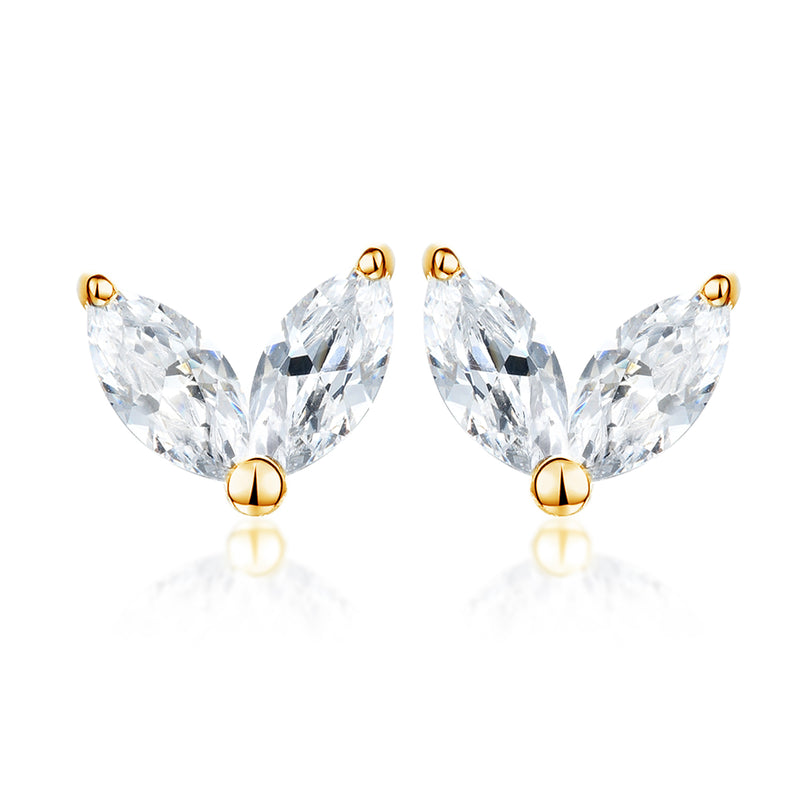 18ct Gold Plated 925 Sterling Silver Cubic Zirconia Tiny Small Stud Earrings