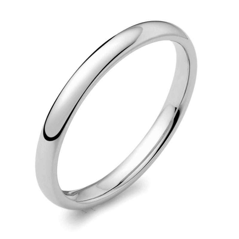 925 Sterling Silver 2 mm Width D-shape Solid Plain Wedding Band