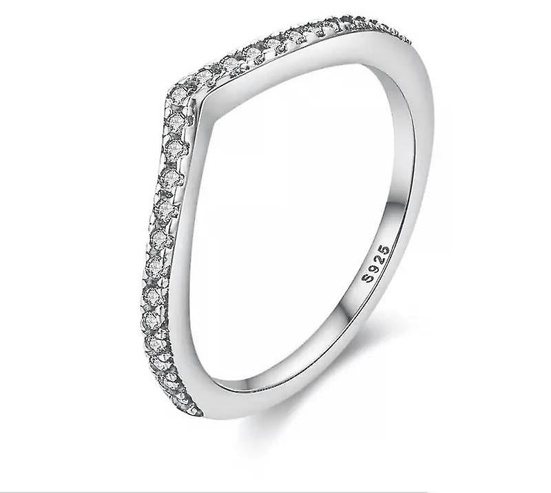 925 Sterling Silver Clawset Eternity Wave Band