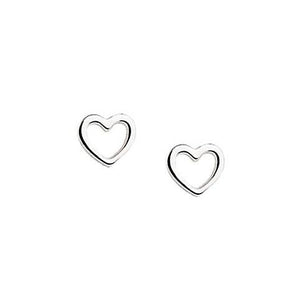 925 Sterling Silver Plain Open Heart 7 Mm Stud Earrings