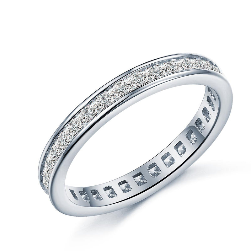 925 Sterling Silver Princess Cut Full Eternity Band Ring