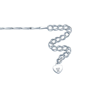 925 Sterling Silver Ball And Heart Charms V Chain Anklet