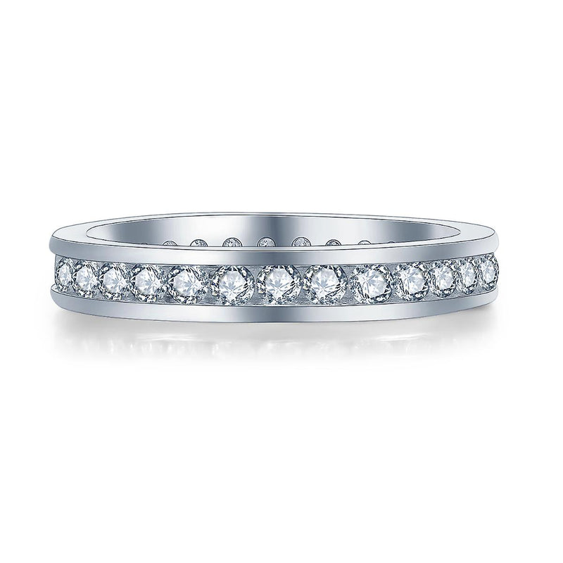 925 Sterling Silver Brilliant Round Cut Clear Full Eternity Band Ring