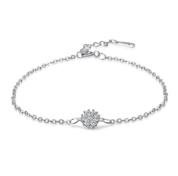 925 Sterling Silver Chain Snowflake Claw Solitaire Bracelet