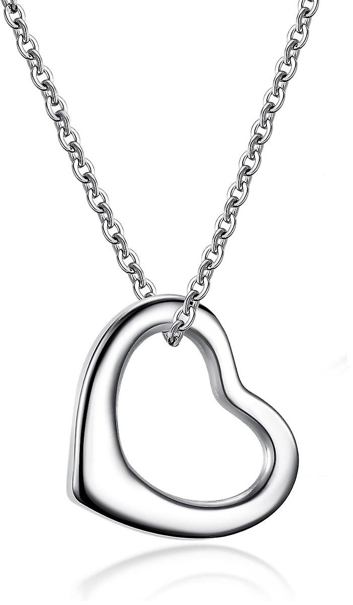925 Sterling Silver Open Heart Solid Pendant Necklace Chain