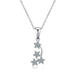 925 Sterling Silver Shooting Stars Pendant Necklace &amp; Earrings Set