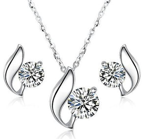 925 Silver Solitaire Swirl Necklace With Matching Earrings