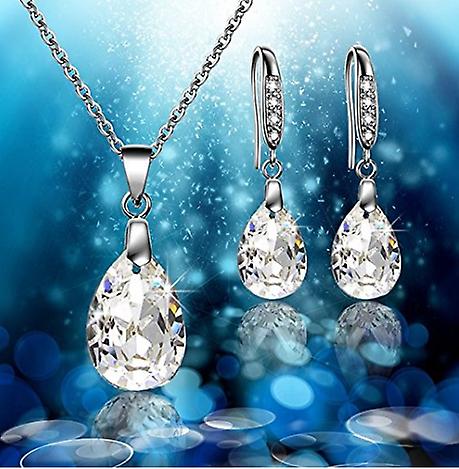 Water Drop 925 Sterling Silver Necklace &amp; Drop Earrings