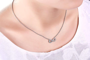 925 Sterling Silver Infinity Design Pave Pendant Necklace