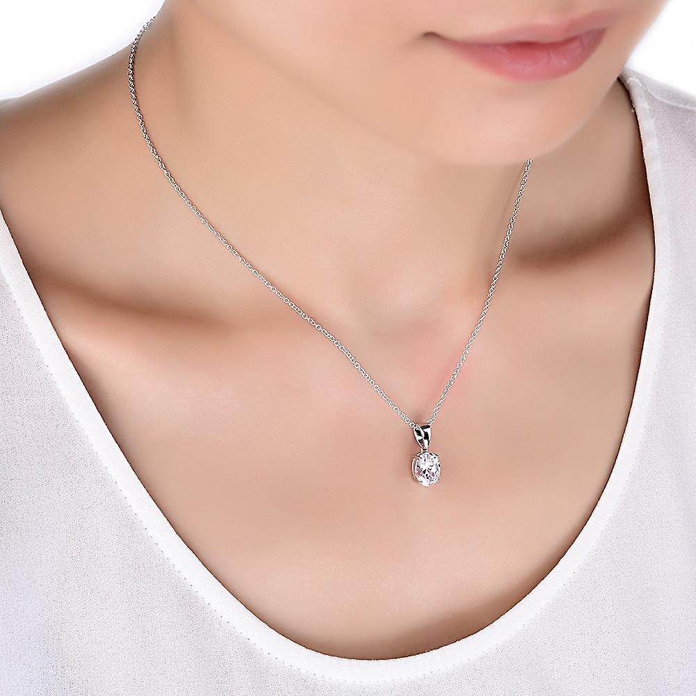 925 Sterling Silver Oval Cut Stone Pendant Necklace