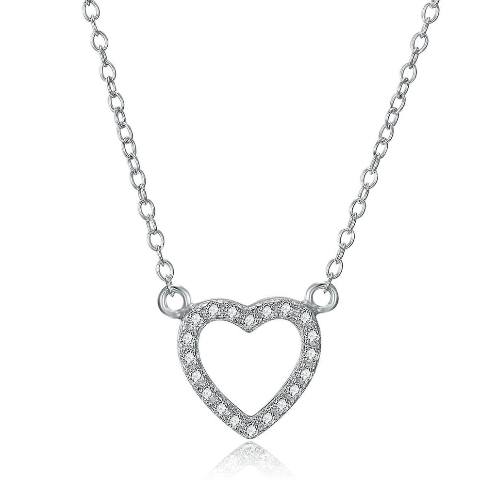 925 Sterling Silver Pave Elegant Heart Shape Necklace