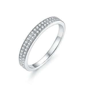 925 Sterling Silver Double Pave Engagement Wedding Ring Set