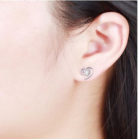 925 Sterling Silver Heart Stud Earrings And Necklace Set