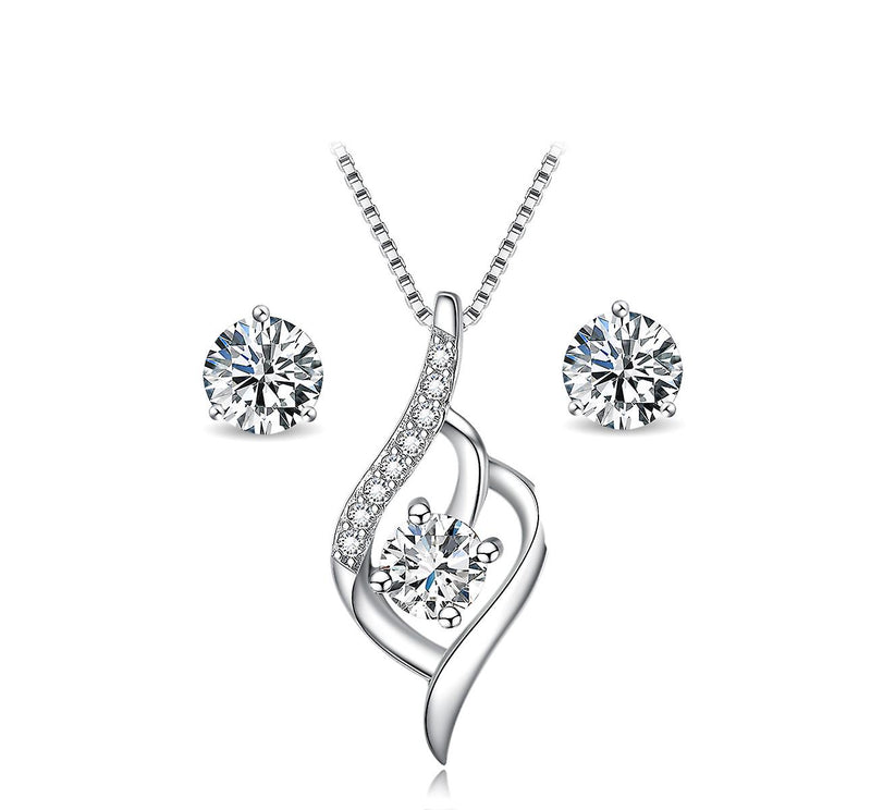 925 Sterling Silver Flame Necklace, Bracelet &amp; Stud Earring Set