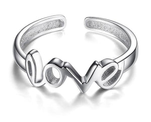 Anklet With Heart Charm 925 Sterling Silver &amp; Love Letter Toe Ring
