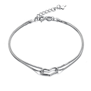 925 Sterling Silver Jewellery Hollow Heart Bracelet