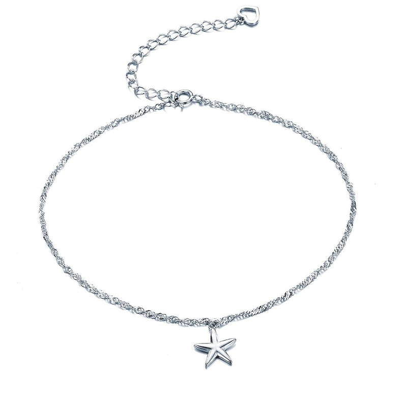 925 Sterling Silver Fashionable Five-pointed Star Ankle Chain