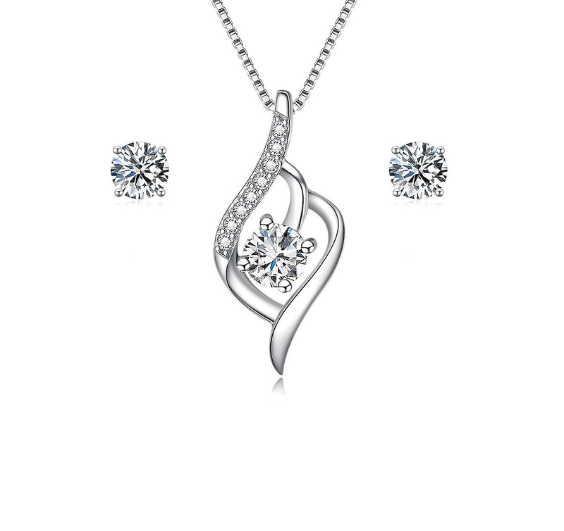 925 Sterling Silver Flame Design Aaaaa Cubic Zirconia Jewellery Set