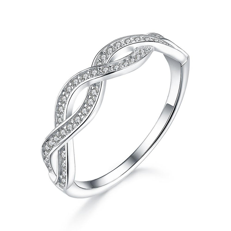 925 Sterling Silver Pave Infinity Engagement With Band Ring Set