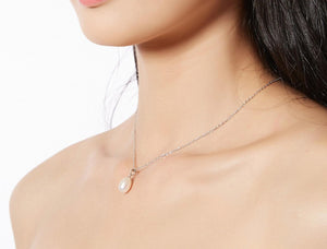 925 Sterling Silver Eye Shape Pearl Necklace &amp; Earrings Set