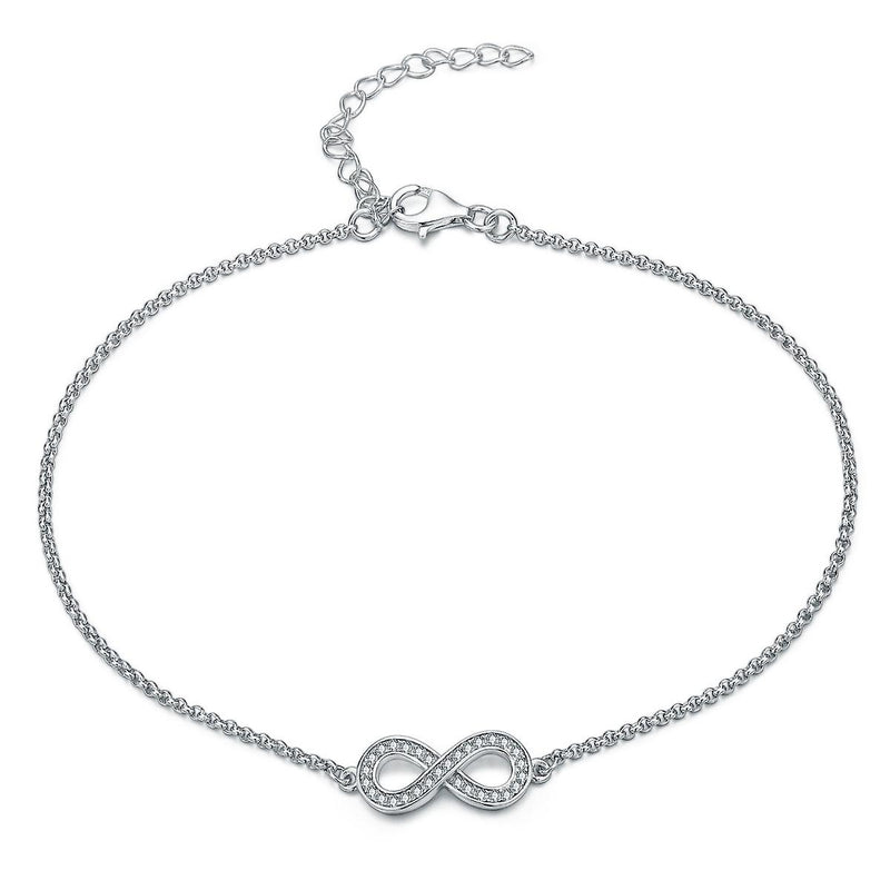 Sterling Silver Anklet Simple Infinity Style