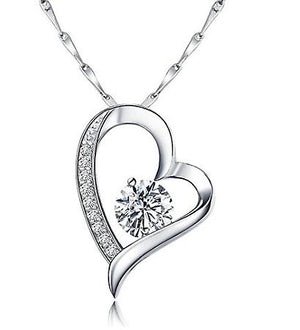 925 Sterling Silver Heart Solitaire Pendant Necklace
