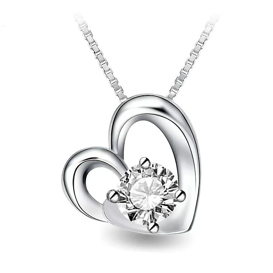 925 Sterling Silver Solitaire Heart Pendant Necklace