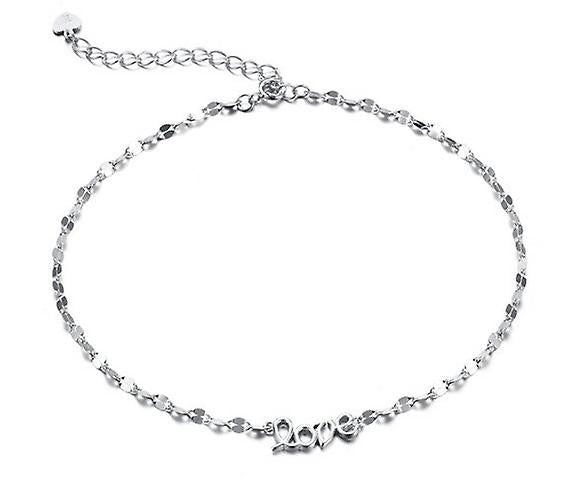 925 Sterling Silver Heart Charm Love Ankle Chain