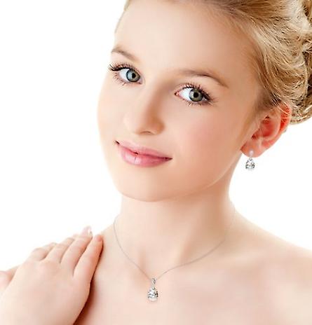925 Sterling Silver Teardrop Necklace And Earrings Jewellery Set