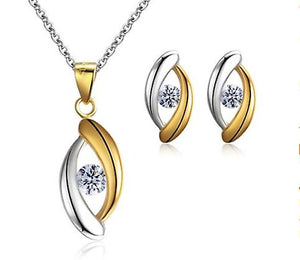 925 Sterling Silver 2-tone Gold And Silver Eye Shape Jewellery Set
