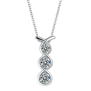 925 Sterling Silver Bezel Twist Pendant Necklace With Studs Set