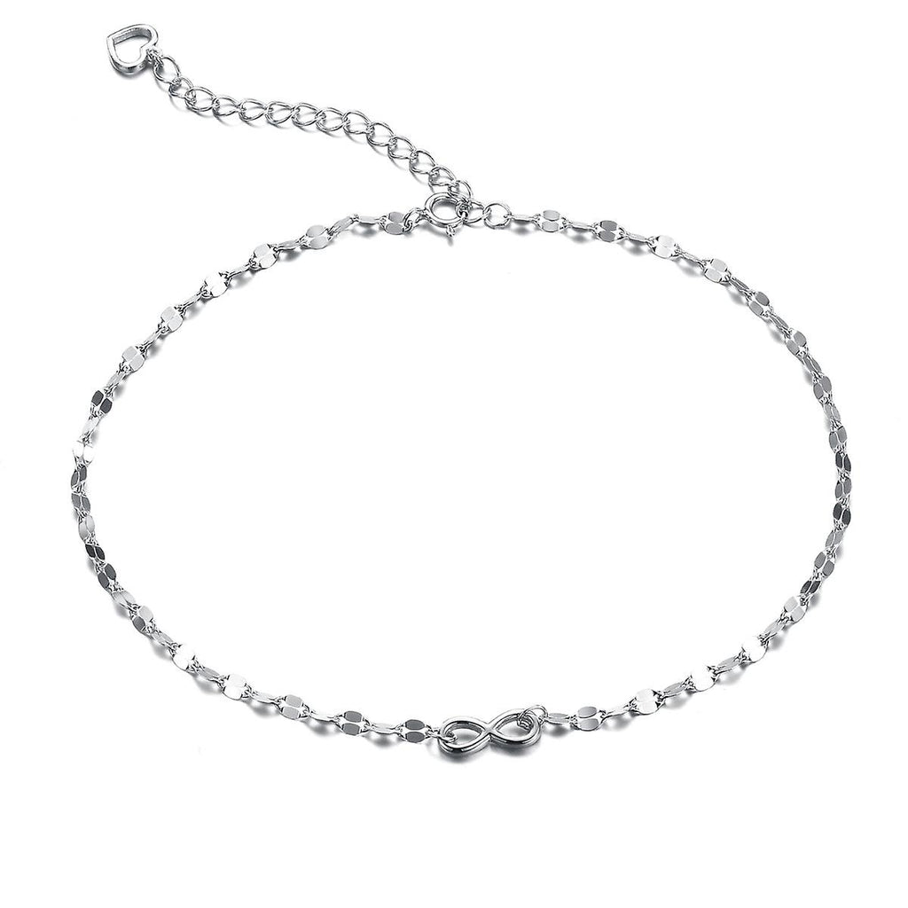 925 Sterling Silver 1mm Width Diamond Cut Bow Anklet