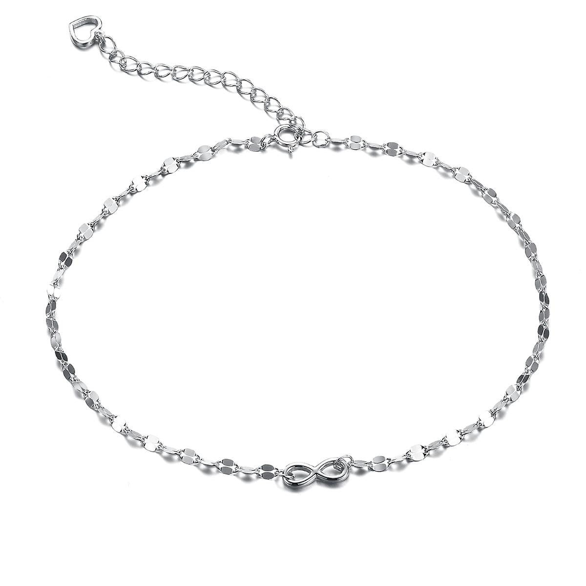 925 Sterling Silver 1mm Width Diamond Cut Bow Anklet