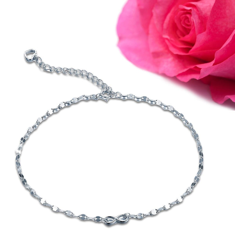 925 Sterling Silver 1mm Width Diamond Cut Bow Anklet