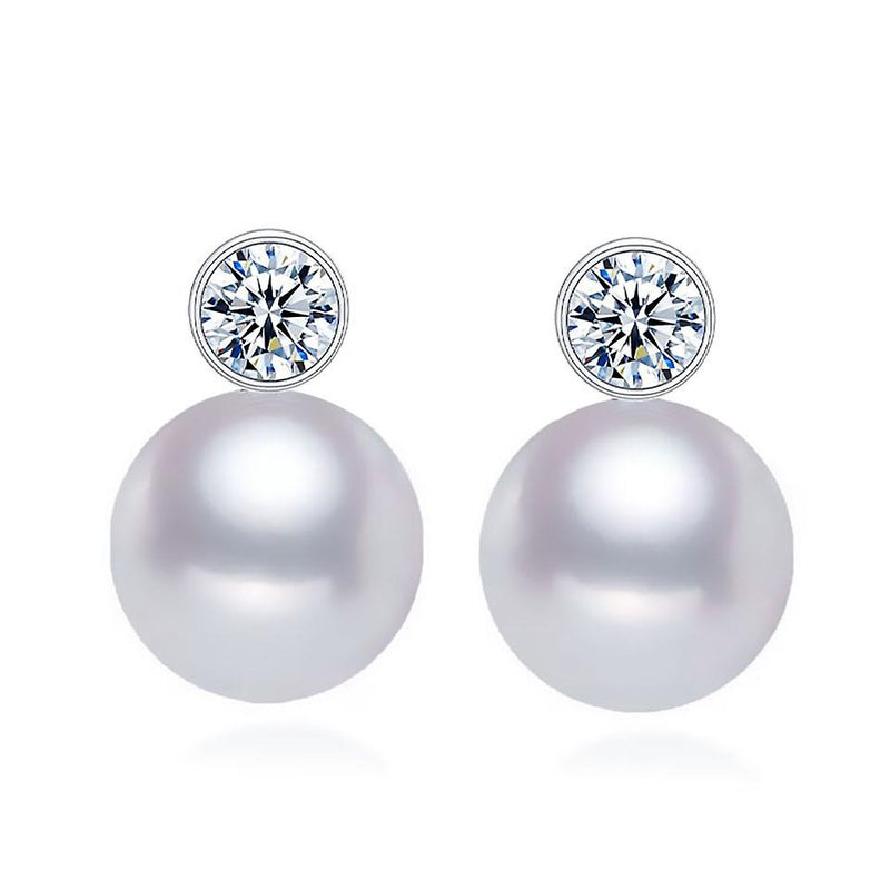 925 Sterling Silver Bezel Pearl Earrings