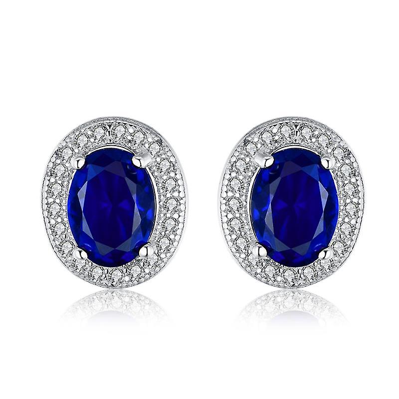 925 Sterling Silver Blue Halo Earrings