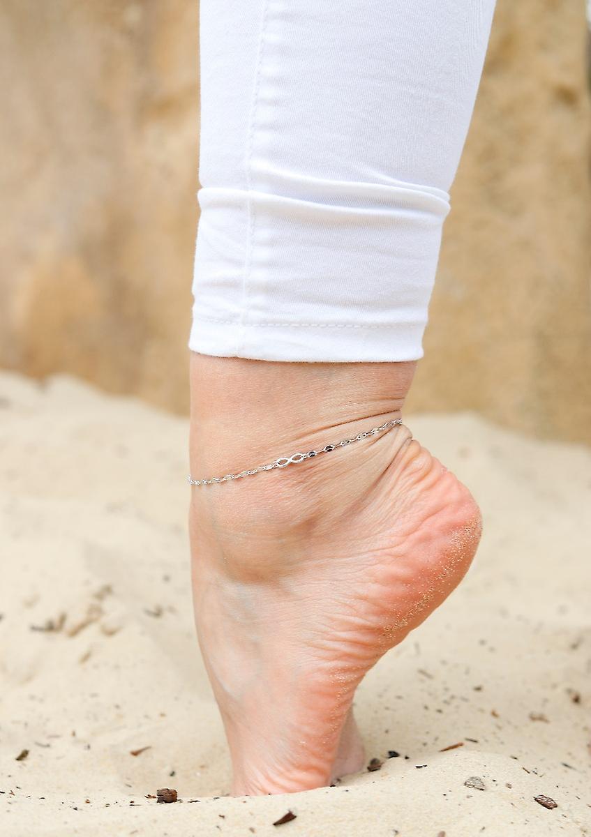 925 Sterling Silver 1mm Width Diamond Cut Bow Anklet