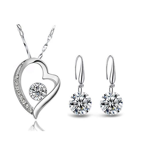 925 Sterling Silver Dazzling Duo Heart Studs Jewellery Set