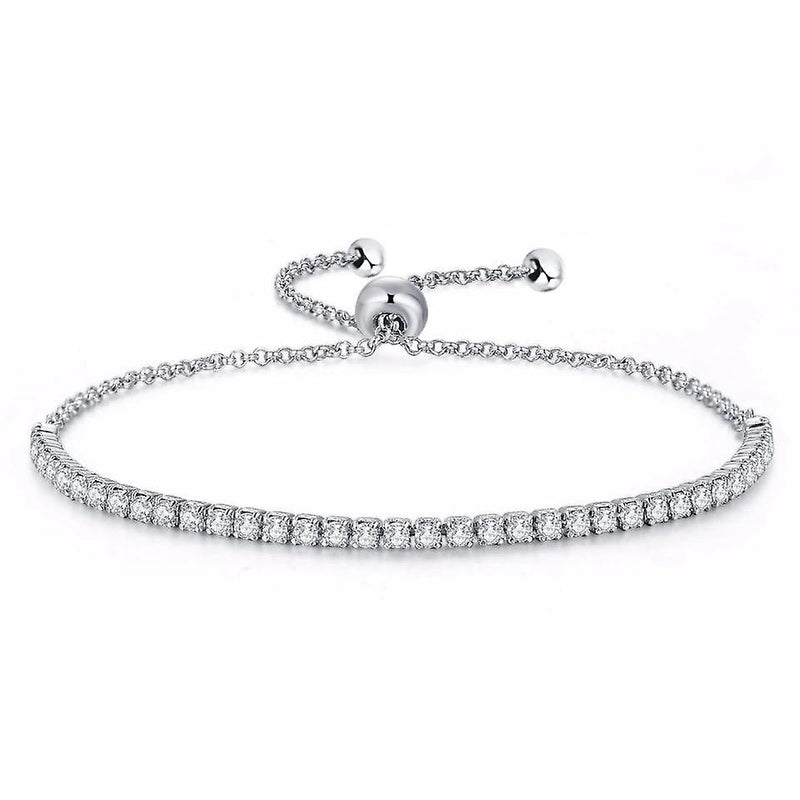 925 Sterling Silver Tennis Bracelet With 2 Mm Simulated Diamonds